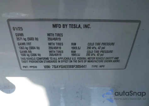 2025 Tesla Model Y Long Range Dual Motor All-Wheel Drive from USA, damaged, VIN 7SAYGAEE8SF305441